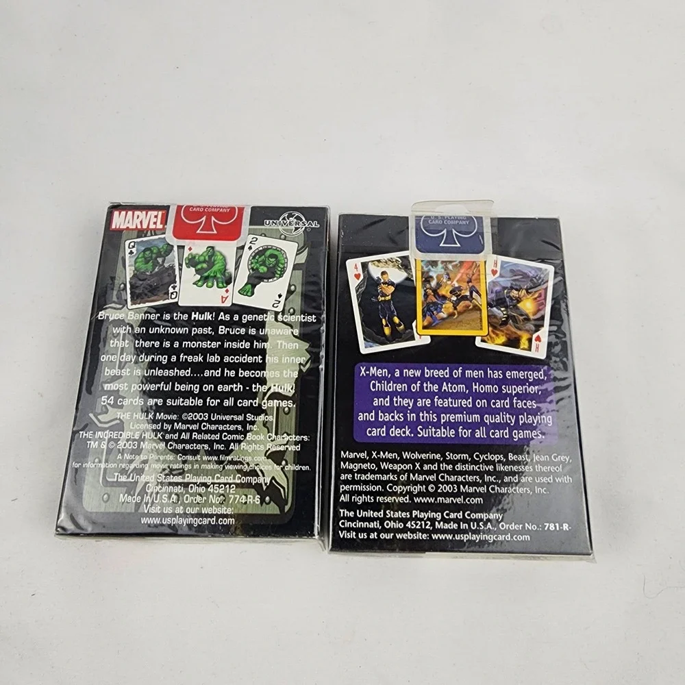 Vintage Marvel Hulk X Men‎ Playing Cards Sealed  Poker Size Bicycle Marvel Lot 2